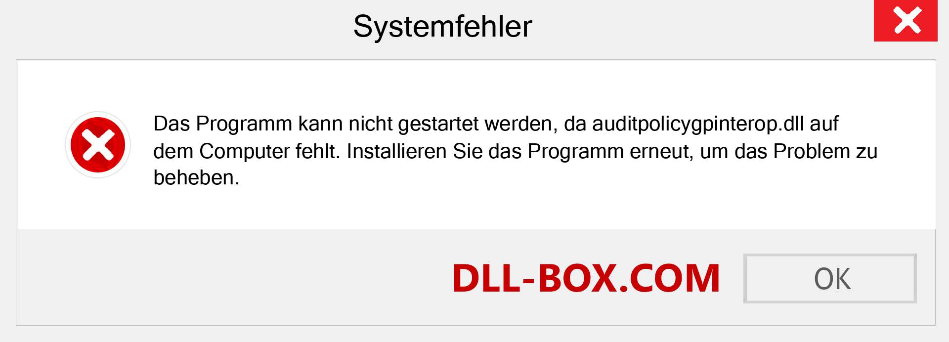 auditpolicygpinterop.dll-Datei fehlt?. Download für Windows 7, 8, 10 - Fix auditpolicygpinterop dll Missing Error unter Windows, Fotos, Bildern